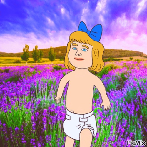 Baby in field of flowers - бесплатно png