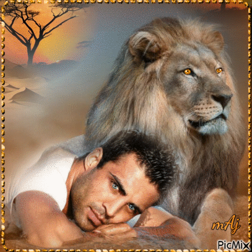 Concours "Homme et lions" - Darmowy animowany GIF