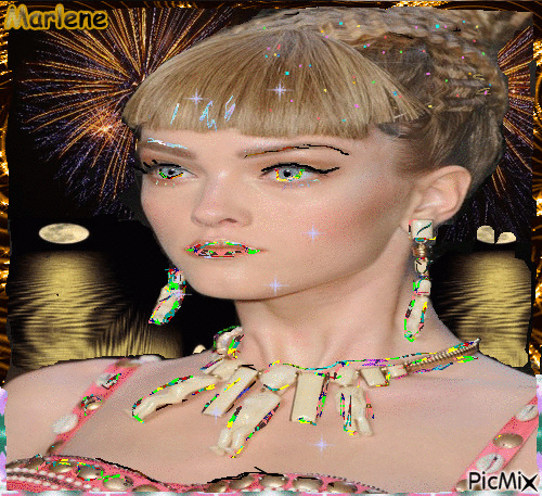 Portrait Woman Colors Deco Glitter Glamour - Free animated GIF