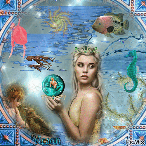 Retrato de sirena - Безплатен анимиран GIF