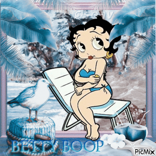 Betty Boop sous les palmiers / concours - GIF animé gratuit