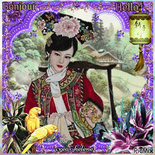 Geisha _ tons multicolore - Бесплатный анимированный гифка