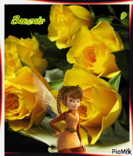 roses jaune - Бесплатный анимированный гифка