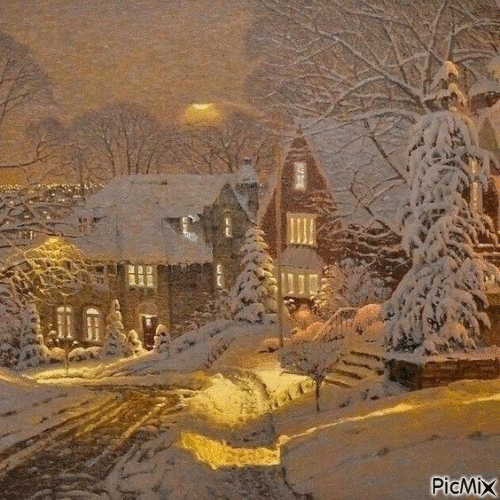 snow,winter, houses - Ücretsiz animasyonlu GIF