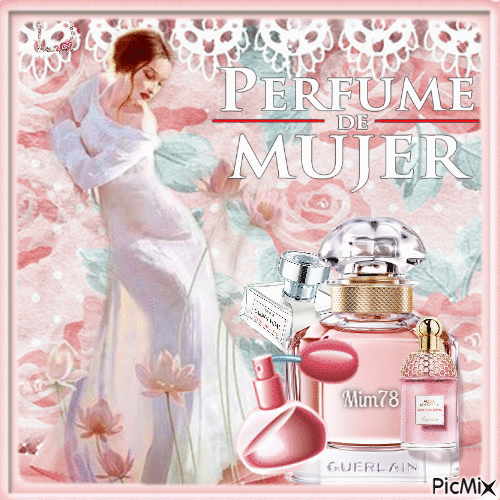 femme et son parfum- tons roses - Free animated GIF