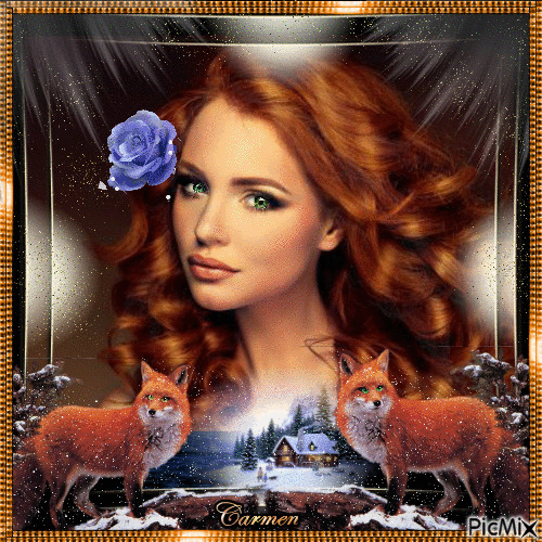 Ritratto di donna dai capelli rossi - Gratis geanimeerde GIF