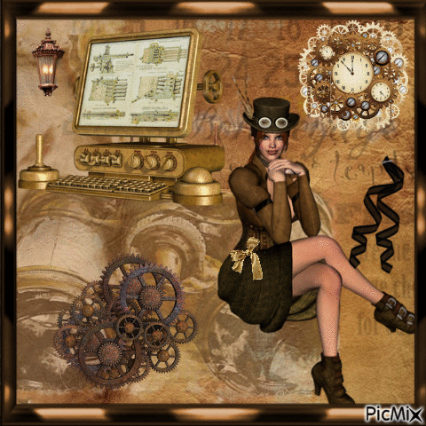 Portrait de Femme Steampunk - GIF animé gratuit
