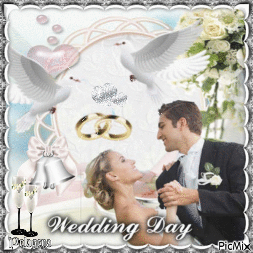 jour du mariage 👨 💍 💖 💘 👰 💐 - GIF animado grátis