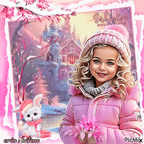concours : Petite fille en hiver, tons roses - Gratis animeret GIF