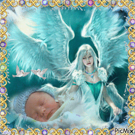 Bébé et ange - Ilmainen animoitu GIF