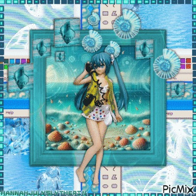 [[♠Miku at the Digital Beach♠]] - 無料のアニメーション GIF