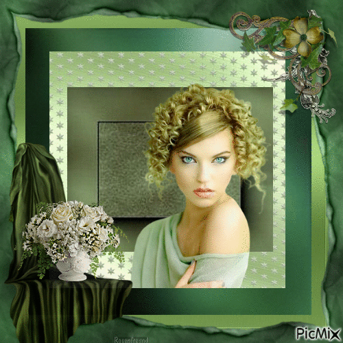 Frauenportrait grün - Bezmaksas animēts GIF