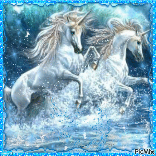 chevaux blancs - Ilmainen animoitu GIF