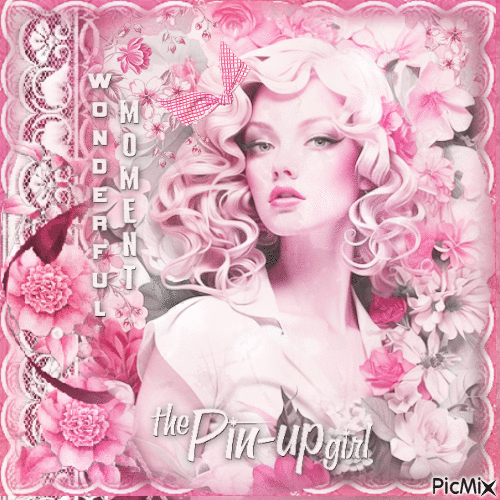 Woman pink vintage pin-up - Безплатен анимиран GIF