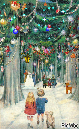 la forêt de Noel - GIF animado gratis