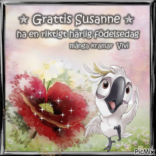 Grattis Susanne 2018 - Animovaný GIF zadarmo