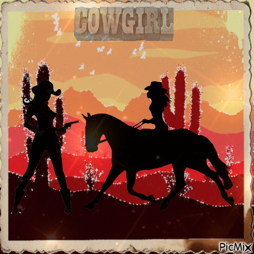 Cowgirl-Silhouette - Bezmaksas animēts GIF