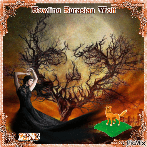 Howling Eurasian Wolf Halloween - GIF animé gratuit