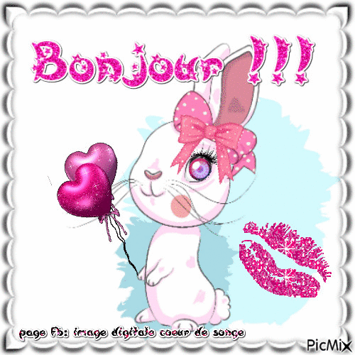 bonjour petit lapin blanc - Zdarma animovaný GIF