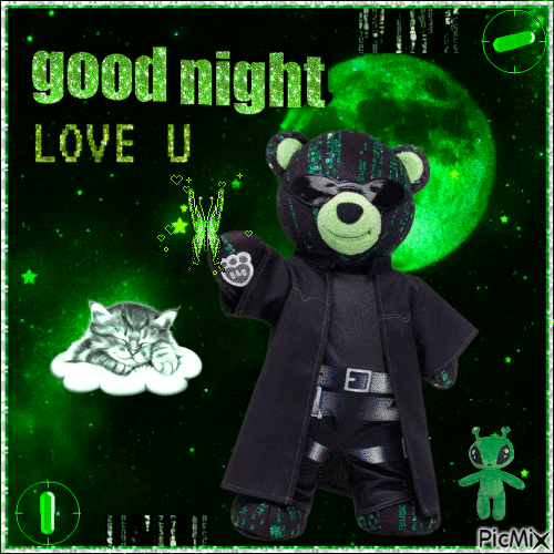 goodnight from matrix bear - Darmowy animowany GIF