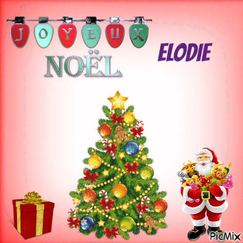 Joyeux Noël Elodie - GIF animé gratuit