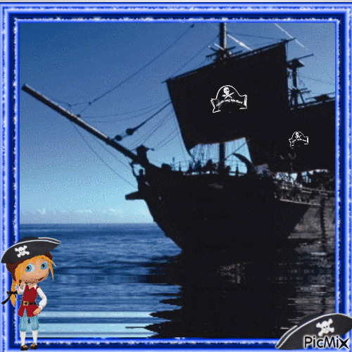 bateau pirate - Бесплатный анимированный гифка