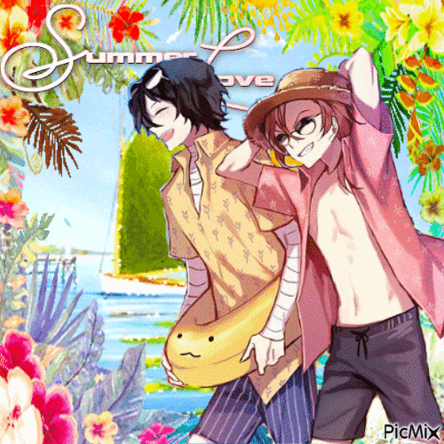 Chuuya and Dazai Summer Love - GIF animé gratuit