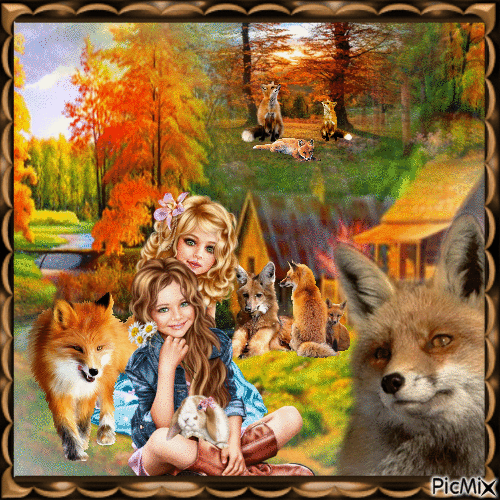 miss Annie et miss Laurence au côté des renards - Δωρεάν κινούμενο GIF