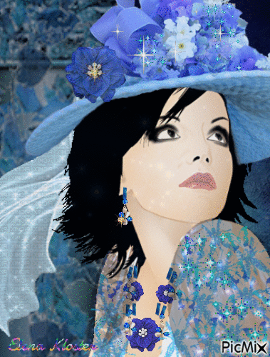 Portrait de Dame en bleu - GIF animado grátis