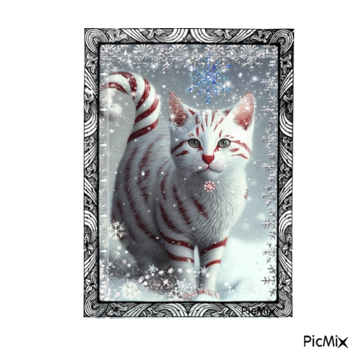 Cute Snowcat - Free animated GIF