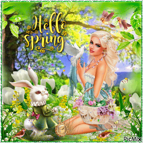 Hello Spring - Бесплатни анимирани ГИФ