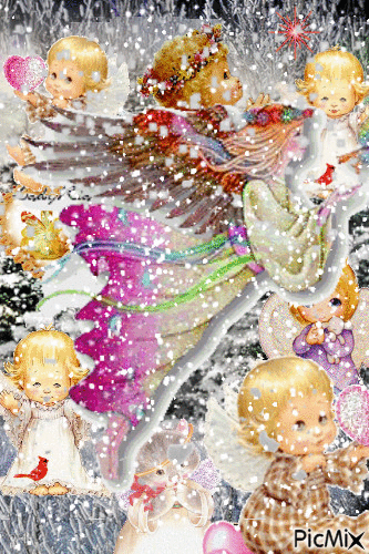ANGELS IN ALL THEIR SPARKLES AND GLORY. - Gratis animeret GIF