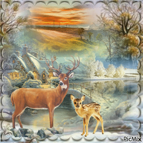 cerf en Hiver - Free animated GIF