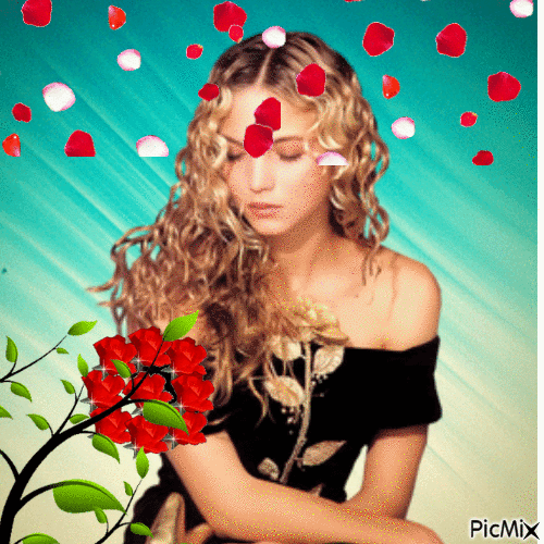 La pluie de fleurs rouges - Bezmaksas animēts GIF