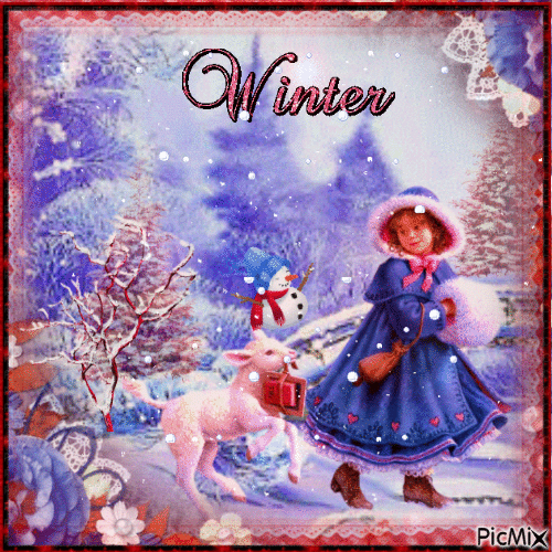 Children in Winter 2 - Бесплатный анимированный гифка