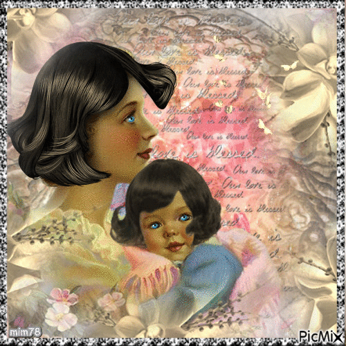 Mère et fille vintage - Free animated GIF