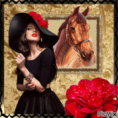 Woman with horse - Δωρεάν κινούμενο GIF