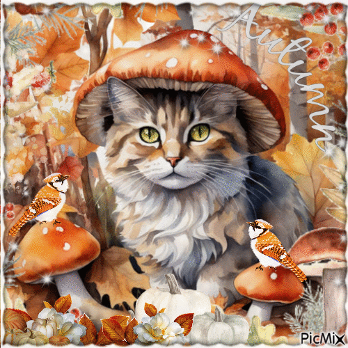 Autumn cat - Δωρεάν κινούμενο GIF