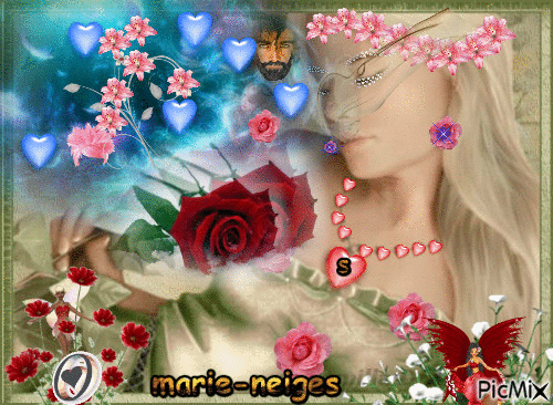 la femme et les roses - 無料のアニメーション GIF