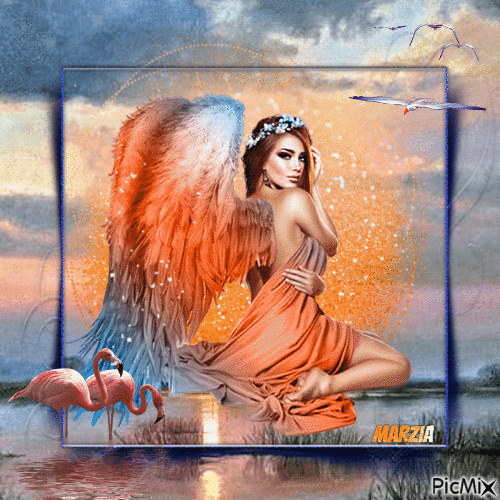 marzia - angelo orange et bleu - 無料のアニメーション GIF