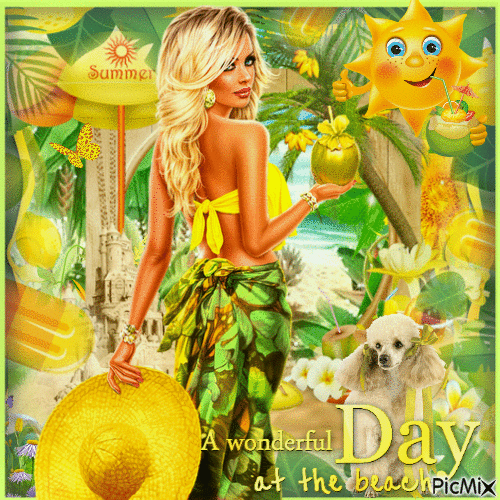 Summer in yellow and green - GIF animé gratuit