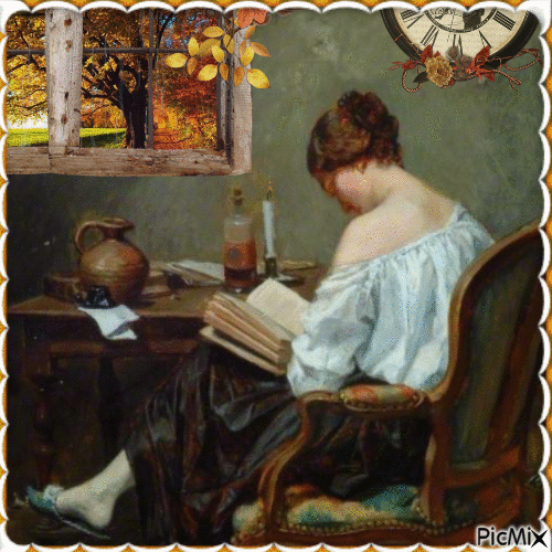 READING BY THE WIBDOW - Free animated GIF