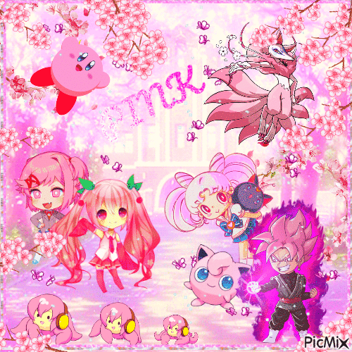 Pink anime - GIF animado grátis