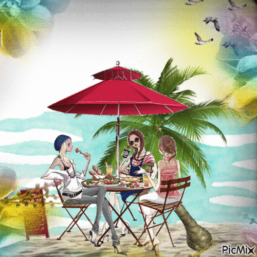 At the Beach. 🙂☀️ - 無料のアニメーション GIF