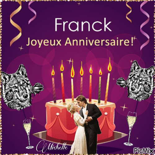Joyeux Anniversaire mon ami Franck - Бесплатный анимированный гифка