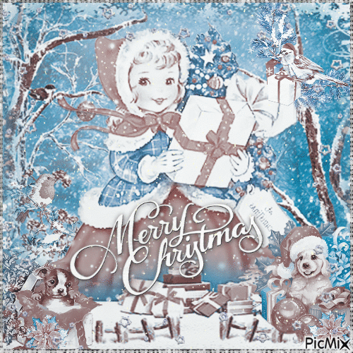 Christmas cheer - Blue and brown tones - Darmowy animowany GIF