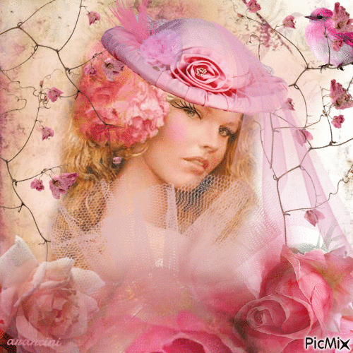 Portrait of a woman in a rose - GIF animé gratuit