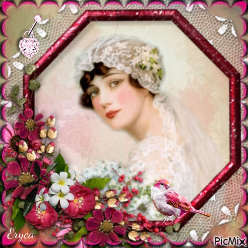Portrait d'une mariée vintage - png gratis