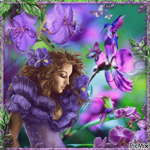 Portrait in purple tones - Animovaný GIF zadarmo