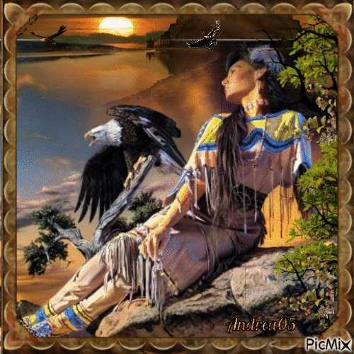 Woman with eagle.../Contest - Free animated GIF